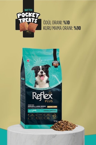 Reflex Plus Pocket Treats Orta Ve Büyük Irk Kuzu Etli Yetişkin Köpek Maması 12 Kg