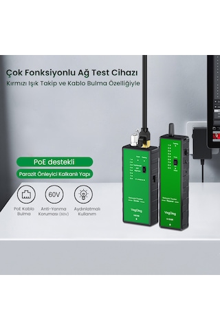 Veggieg V-e109 Çok Fonksiyonlu Poe Destekli Fiber Optik Ağ Test Cihazı