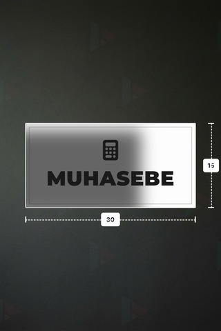 Muhasebe Yazılı - Metal - Beyaz Renk - Kapı İsimliği - 30x15 Cm