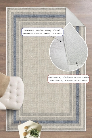 Modern Makinede Yıkanabilir Kaydırmaz Leke Tutmaz Salon Halı Oturma Odası Halı Mutfak Halı Ve Yolluk Mavi