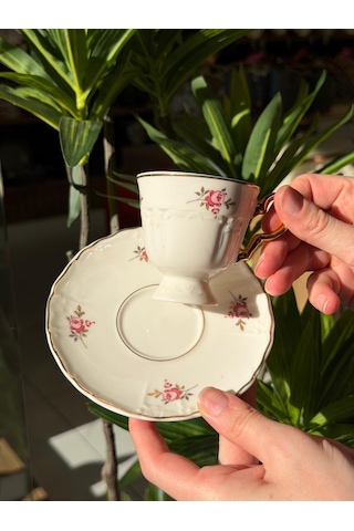 6'lı Porselen Fiore Luxe Kahve Fincanı-5380 Beyaz
