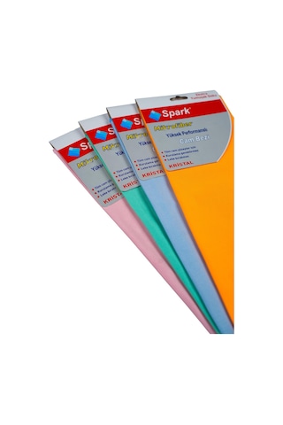 4 Adet Spark Kristal Mikrofiber Cam Silme Bezi Ve Genel Temizlik & Kurulama Bezi 40x40 Cm.