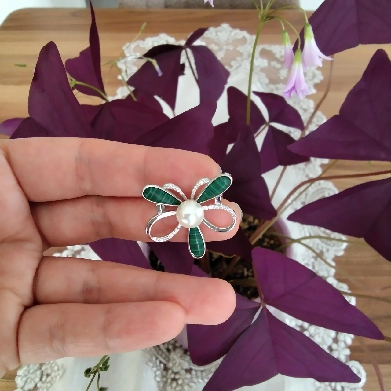 925 Ayar Gümüş Kadın Broş- Kelebek Detaylı Gümüş