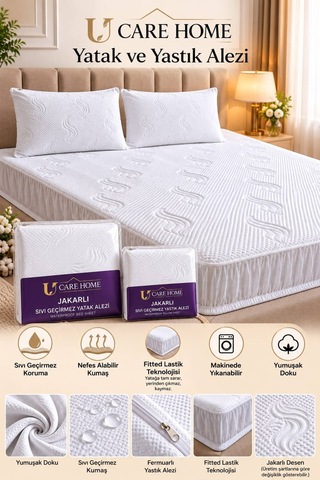 Premium Paketli Yatak Alezi Ve Yastık Alezi Seti Su Geçirmez Kırışmaz Kaymaz Tek Ve Çift Kişilik Ölçüler Ekru - 943706069 Ekru