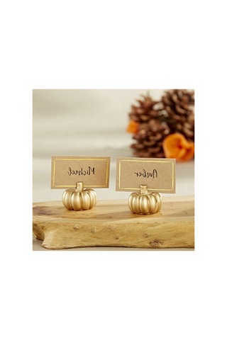 Fall Decor Mini Altın Kabak Masa Kartı Tutucu 6 Adet , Şükran Günü Masa Dekorasyonu, Sonbahar Temalı Düğünler, Gelin Buketleri İçin Mükemmel