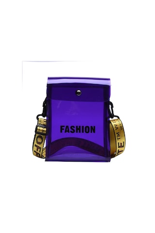 Gülen Yüz Çocuk Çantası Kore Tarzı Moda Göğüs Çanta Rahat Crossbody Çanta Mor