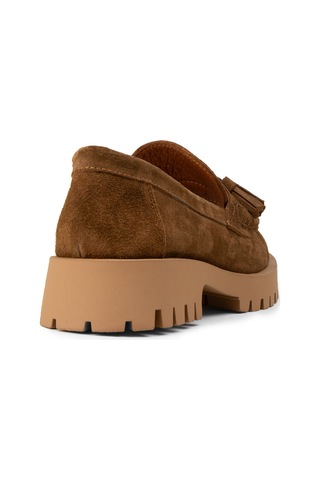 Deery Kadın Hakiki Süet Taba Rengi Püsküllü Loafer - 02035ztbac01