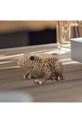 Homyl Kurbağa Heykeli Reçine El Sanatları Süsleme Kitaplık 12x7x9cm