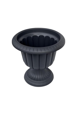 2 Adet Plastik Ayaklı Saksı Seti 6 Lt İç Ve Dış Mekan Çiçek Saksısı 30x29 Cm Antrasit Gri Diğer