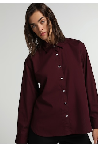 Colin's Colins Boyfriend Fit Shirt Neck Düz Kadın Bordo Uzun Kol Gömlek Cl1081481 Q1.v1 Bur