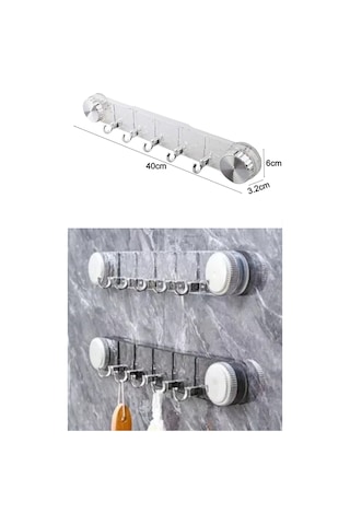 Vakumlu Ve Yapışkanlı Mutfak Banyo Askılığı Şeffaf