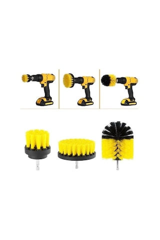 Matkap Ucuna Takılan 3'lü Fırça Temizlik Seti