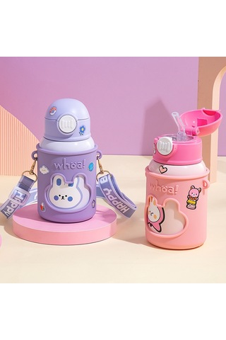 Alibee 316 Paslanmaz Çelik Çizgi Kahramanlı Çocuk Termos 450 ML Yeşil