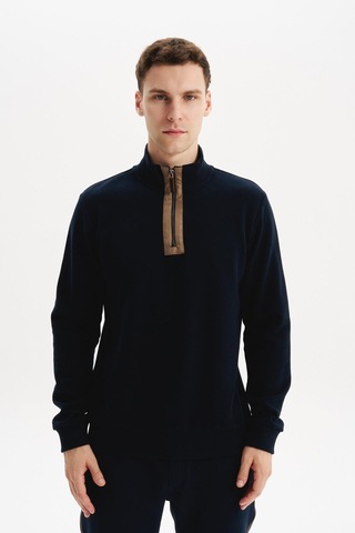 AR-MA Arma Erkek Regular Fit Yarım Fermuar Dik Yaka Sweatshirt Selanik Örme %65 Pamuk %35 Polyester K30554698102 Lacivert