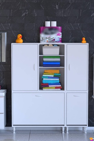 Yaprak 145 Cm Beyaz Banyo Dolabı Kiler/mutfak Dolabı 95+50 X160x32,5 Cm