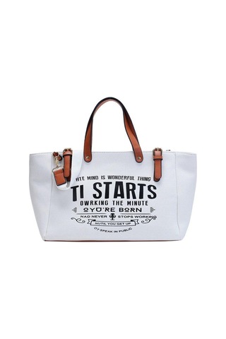 Beyaz Yogodlns Kadın Tote Çanta Moda Mektup Büyük Kapasiteli Kanvas Omuz Çantası Rahat Büyük Çanta Beyaz