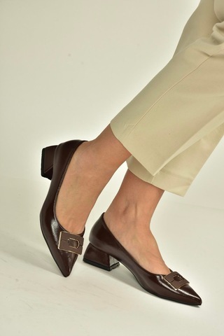 Fox Shoes V820371160 Kahverengi Rustik Kalın Topuklu Kadın Ayakkabı Kahverengi