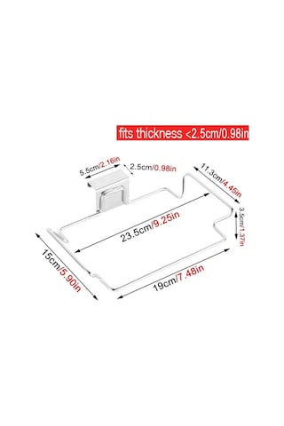 Yuntech01 Stokeleme Rafları: Çelik Paslanmaz Mutfak Çöp Poşeti Tutucu, Kapı Arka Tasarımı İle Kolay Kurulum, Sıfır Düzen Sağlar Gümüş