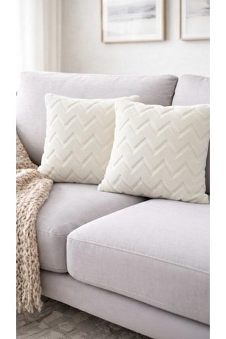 Linen Bohem Soft Punch Krem Kırlent Kılıfı 2 Adet 43x43 Krem