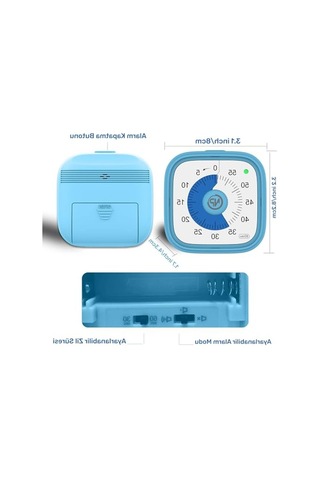60dk Analog Alarm Zamanlayıcı, Pomodoro Tekniği İle Öğrenci Motivasyonu İçin Uygun Açık Mavi