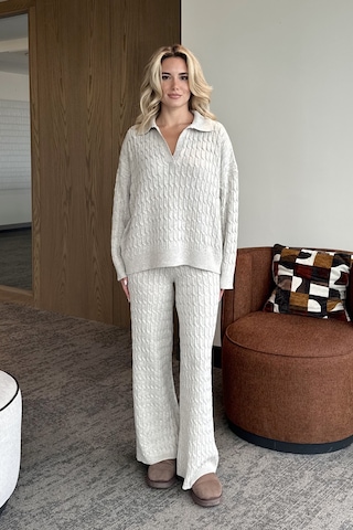 Laluvia Bej Örgü Triko Takım - 98074 Bej