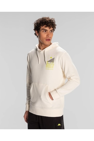 Kappa Authentic Spacetime Hoodie Erkek Sweatshirt-beyaz Beyaz