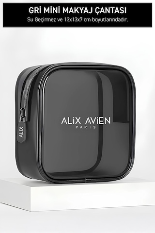 Alix Avien Gri Mini Makyaj Çantası