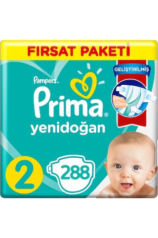 Prima 2 Beden Yenidoğan Bebek Bezi Fırsat Paketi 4 x 72 288 Adet
