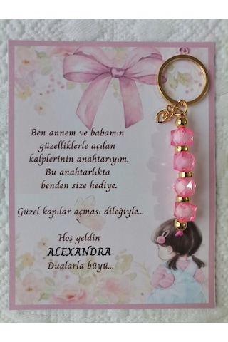 100 Adet Kız Bebek Model Özel Tasarım Pembe Anahtarlık Hastane Yeni Doğan 40 Mevlidi Hediyelik
