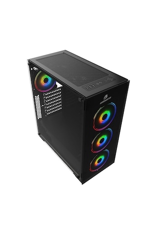 GameBooster GB-PE05B 600 W 80+ USB 3.0 Full Siyah Tempered Glass RGB Fanlı Kasa