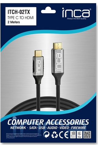 Inca ITCH-02TX Type-C To HDMI 4K Altın Uçlu Kablo 2 M