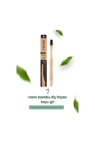 Tbrush Nano Koyugri Bambu Diş Fırçası - Ultra Soft + Paslanmaz Çelik Dil Temizleyici + Diş Fırçası Kabı