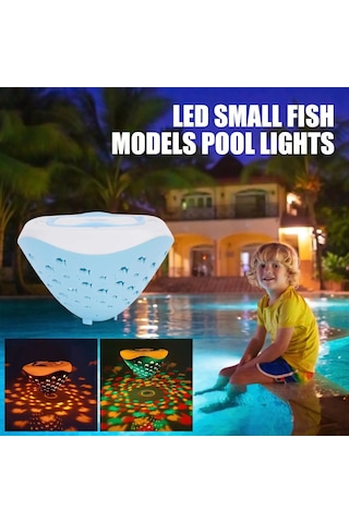 Renkli Sualtı Işıkları Balık Desenli Çeşme Projektör Işığı 4 Açık Mavi