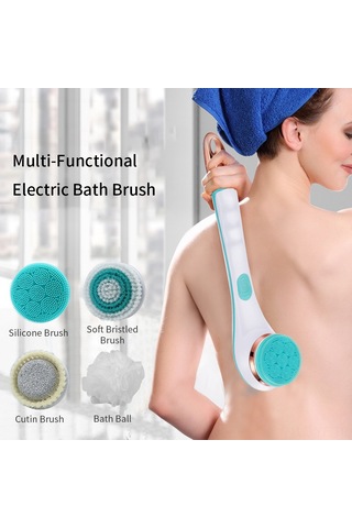 Yifomall Pink Elektrikli Banyo Fırçası: 4 Farklı Başlı, 2 Hızlı, Uzun Kolu, Ipx7 Su Geçirmez, Vücut Temizleme Ve Masaj Ae-8382 Çok Renkli