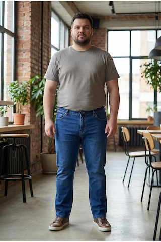 Little Cup Jeans Co Erkek Likralı Esnek Mavi Battal Beden Kot Pantolon