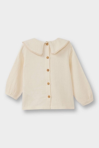 Defacto Kız Bebek Bebe Yaka Çiçekli Müslin Uzun Kollu Bluz G3494a525auer102 Ekru