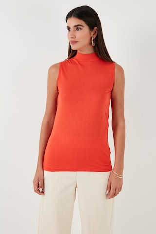 Lela Pamuklu Kolsuz Dik Yaka Bayan T Shirt 5865710 Nar Çiçeği