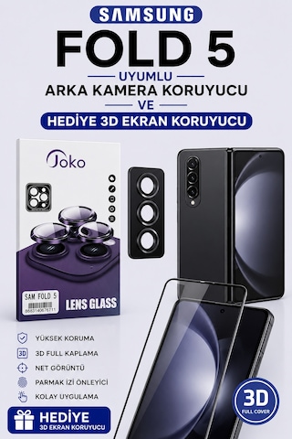 Samsung Fold 5 Uyumlu Arka Kamera Koruyucu+ Full Nano/ Esnek Ekran Koruyucu Set Si Yah