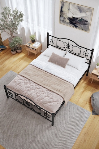 Argimo Pero Çift Kişilik Ferforje Metal Karyola 180x200 Siyah