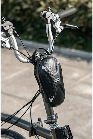 Rockbros 1.3l Elektrikli Scooter Gidon Çantası - 200g Ultra Hafif Sert Kabuk Su Geçirmez Reflektörlü Antrasit - Siyah