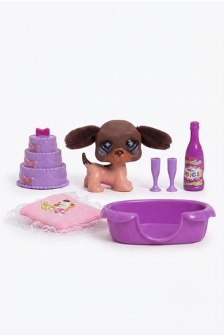 Petclub Sevimli Minişin Yatak Odası Oyun Seti Kulakları Sevimli Köpek Ve Eğlenceli Aksesuarlı Kutu Oyuncak