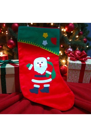Noel Baba Çorabı Kırmızı Noel Çorabı Noel Baba Figürlü Çorap Yılbaşı Süsleri Yılbaşı Dekorları 44 Cm