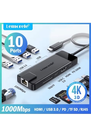 Lemorele 10'un 1'i Pd 100w/ Hdmı 4k/rj45 1000mbs./sd-tf Kart/type
