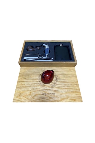 Dapper Gül Ağacı 7 Oz Çelik Mataralı Pipo Seti 605953-509210