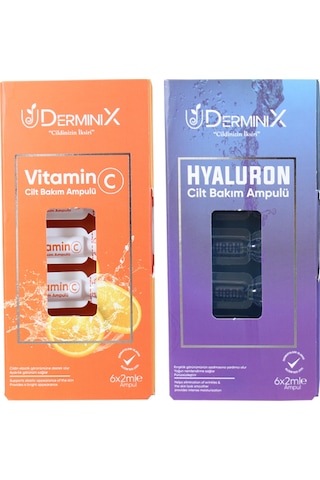 Derminix Vitamin C + Hyaluron Cilt Bakım Ampulü 12 x 2 ML