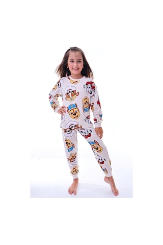 2'li Paw Patrol Ve Sevimli Sky Desenli Kız Çocuk Pijama Takımı Ekru