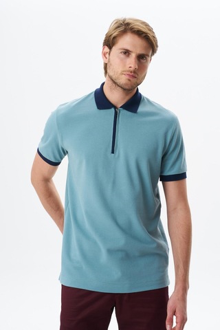 Arma Erkek Regular Fit Basic % 100 Pamuk Pike Fermuarlı Polo Yaka Tişört Y29374354302 Mavi-m24 Mavi