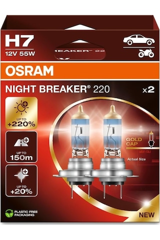 Osram H7 Night Breaker 220 12v %220 Fazla Işık 1 Takım-2 Ad.
