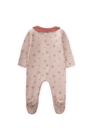 Cigit Çıtır Çiçek Desenli Bebe Yaka Tulum 0-9 Ay Pudra Pembe Pudra