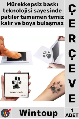 Çerçeve Mürekkepsiz Baskı Kiti Pet Anı Hediyesi Güvenli Kedi Köpek Pati İzi Fotoğraf Çerçevesi Seti